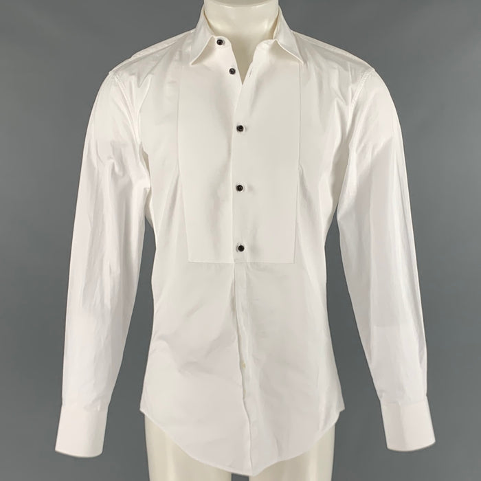 DSQUARED2 Size S White Cotton Tuxedo Long Sleeve Shirt