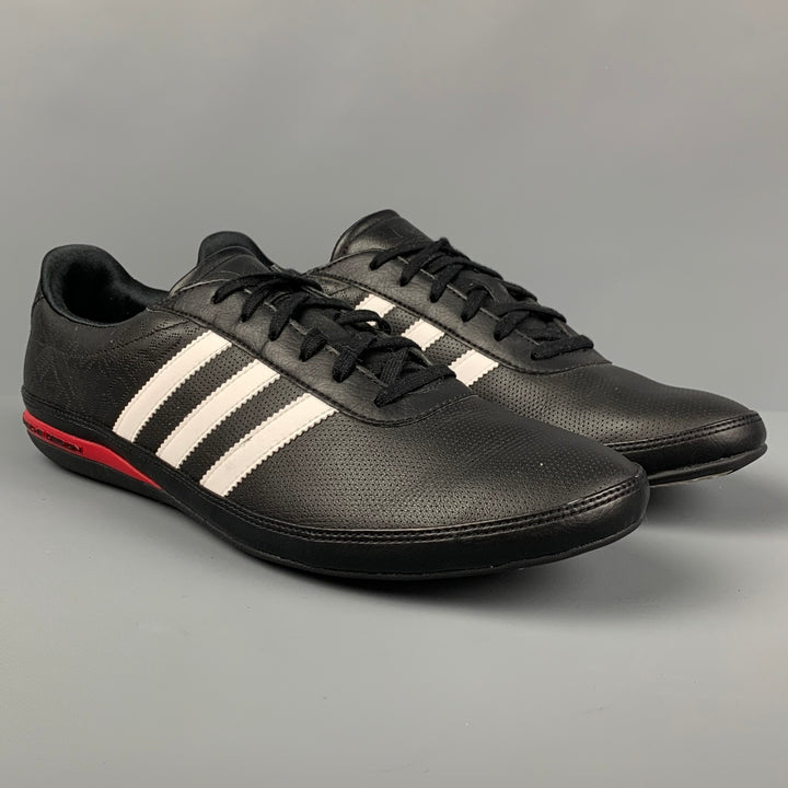 PORSCHE DESIGN x ADIDAS Taille 9,5 Baskets à lacets en cuir blanc noir