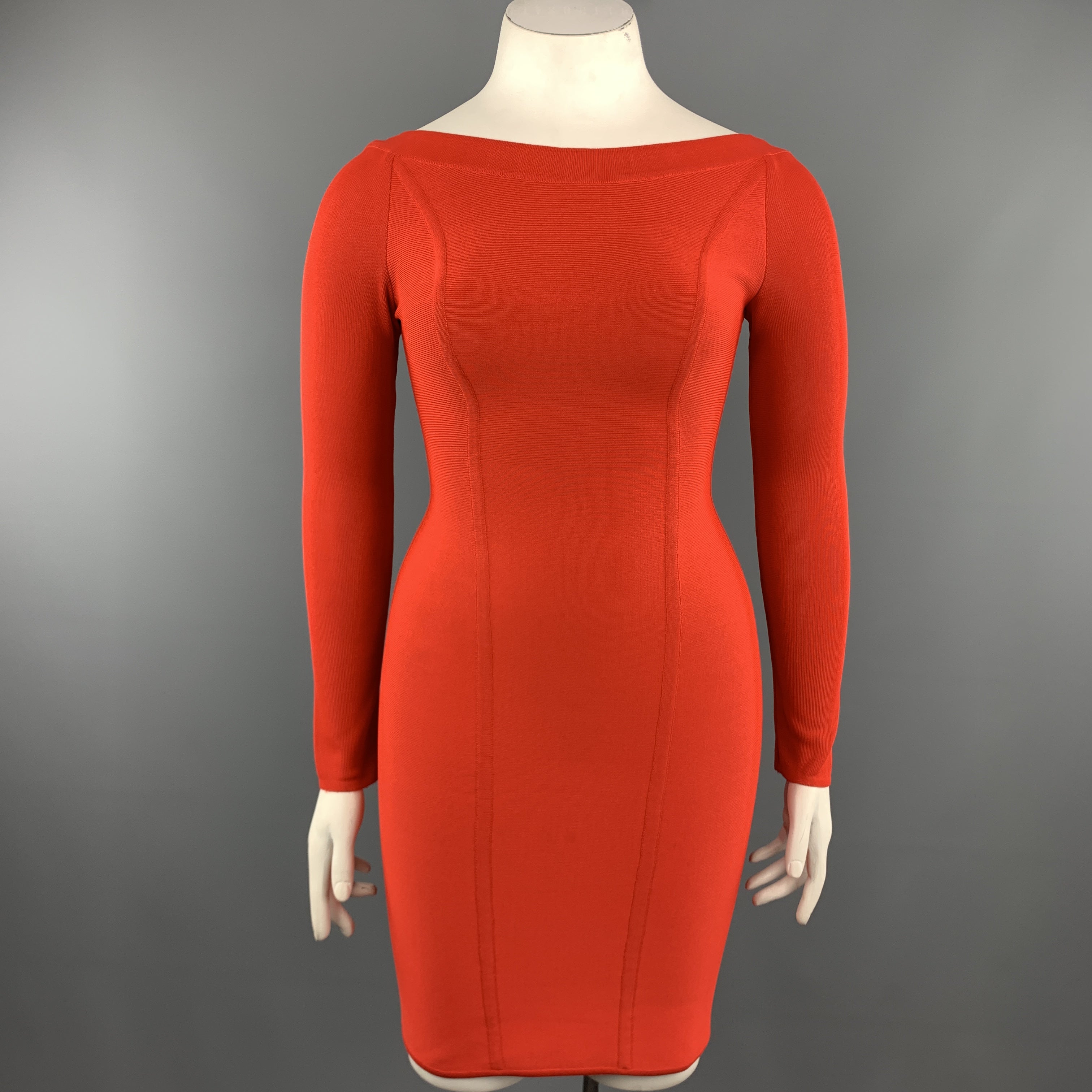 Vintage HERVE LEGER Size M Coral Red Open Back Long Sleeve Bandage Dre –  Sui Generis Designer Consignment