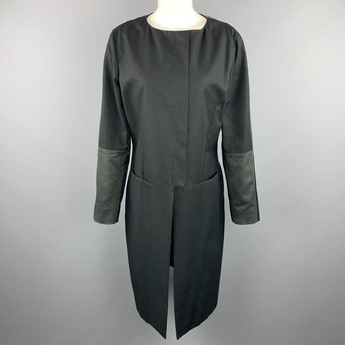 VERSUS by GIANNI VERSACE Size 10 Black & Green Cotton Color Block Coat