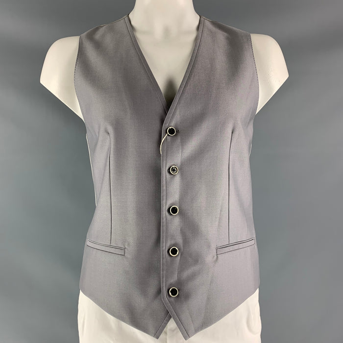 DOLCE & GABBANA Size 40 Solid Wool & Silk Buttoned Light Gray Vest