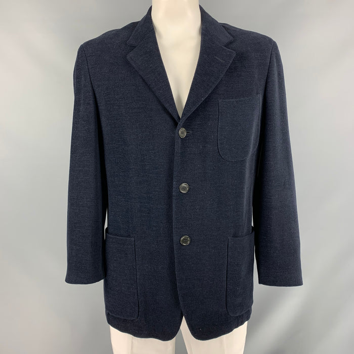 ERMENEGILDO ZEGNA Size 40 Black Textured Cotton & Wool Sport Coat