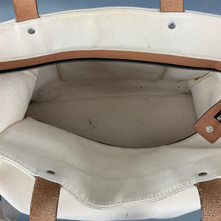 JACK SPADE Cream Navy Color Block Canvas Coated Tote Bags
