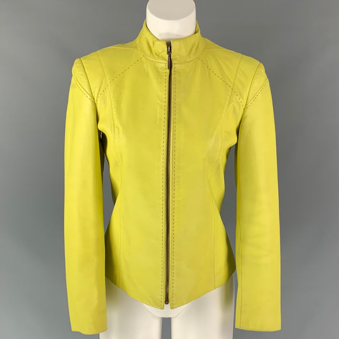 Vintage VERSUS by GIANNI VERSACE Size 4 Yellow Leather Jacket