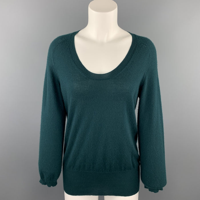 MARC JACOBS Jersey de punto de cachemira con cuello redondo, talla L, color verde oscuro