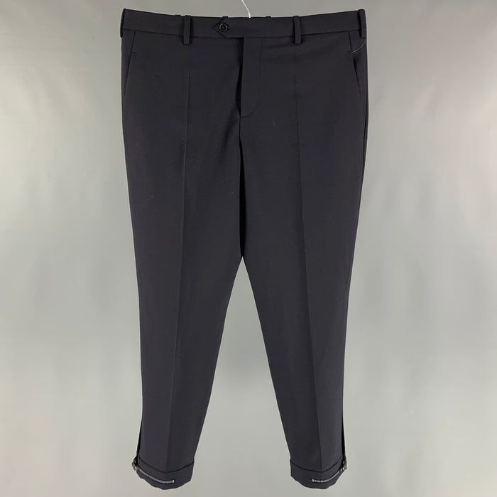 NEIL BARRETT Size 34 Navy Black Polyester Blend Button Fly Dress Pants