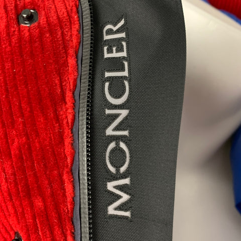 MONCLER GRENOBLE Size XL Red Corduroy Cotton Hooded Jacket