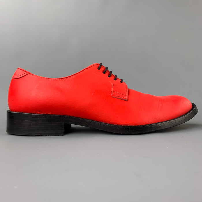 ACNE STUDIOS Size 9 Red Leather Cap Toe Lace Up Shoes