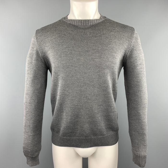 JIL SANDER Size 40 Dark Gray Knitted Wool Crew-Neck Sweater
