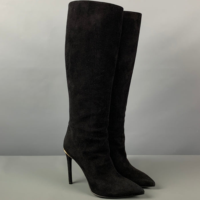 LOUIS VUITTON Talla 7 Botas sin cordones de ante negro
