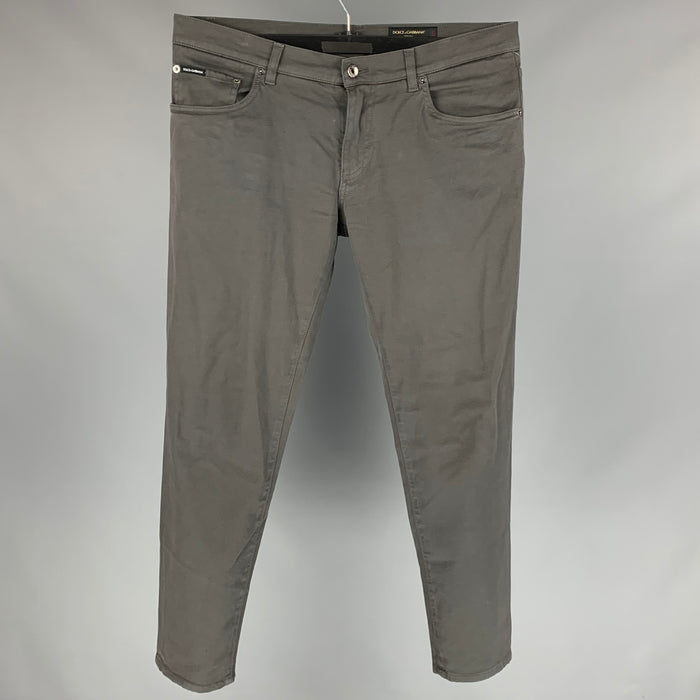 DOLCE & GABBANA Oro Talla 36 Pantalones casuales de corte jean de algodón gris oscuro