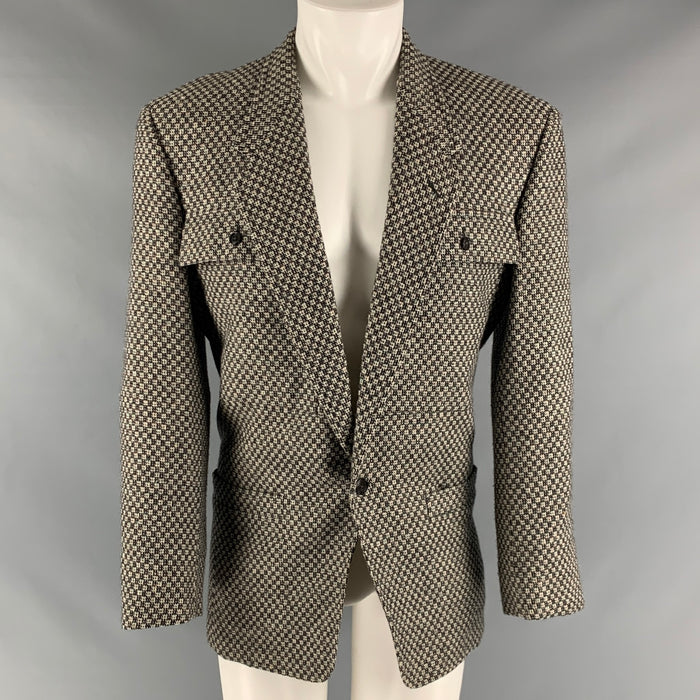 GIANNI VERSACE Size M Black Taupe Single Button Sport Coat
