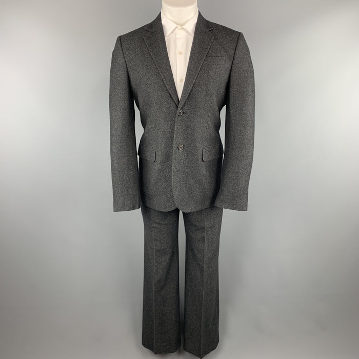 MARC JACOBS Size 38 Charcoal Textured Cashmere Notch Lapel Wide Leg Suit
