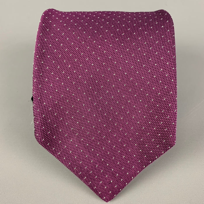 KITON Purple White Dots Silk Tie