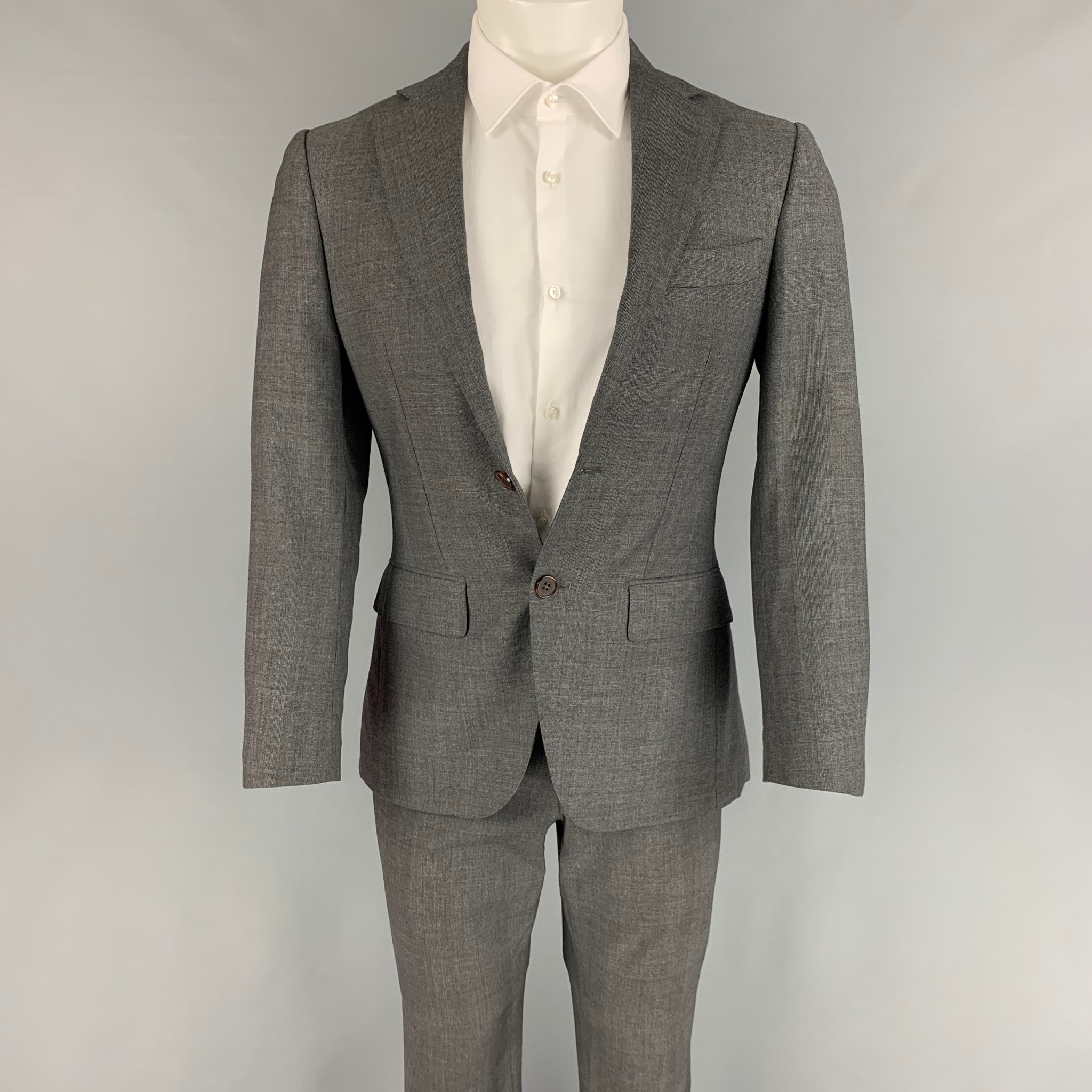 SUITSUPPLY Size XS Grey Glenplaid Wool Notch Lapel Suit Sui Generis