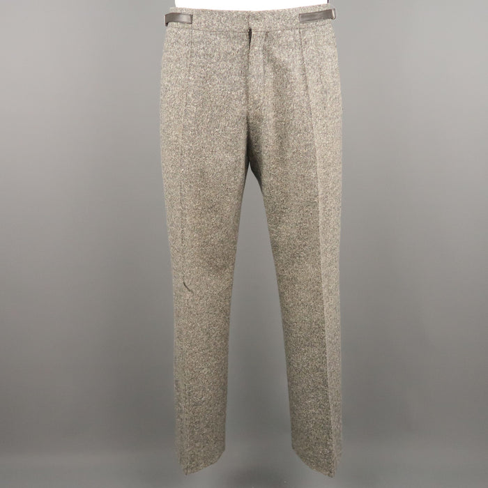 NEIL BARRETT Size 32 X 31 Grey Tweed Wool Side Tabs Dress Pants