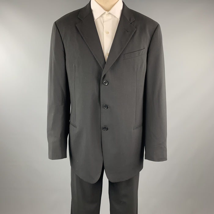 ARMANI COLLEZIONI Black Solid Wool 40 x 34 Suit