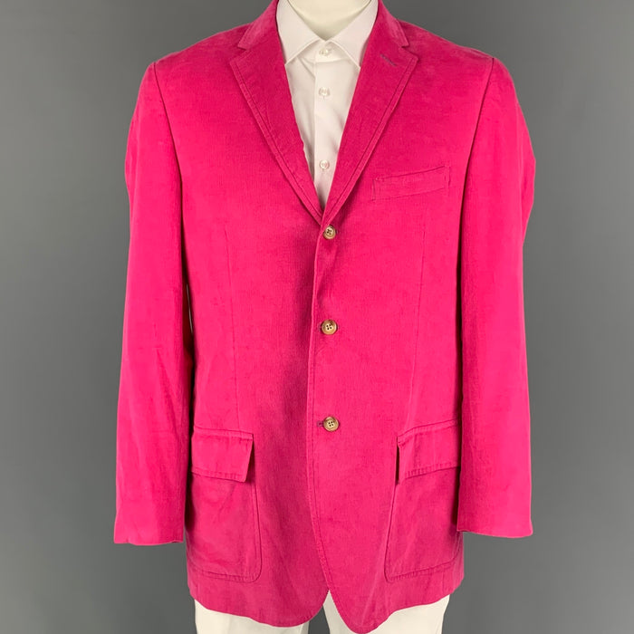 POLO by RALPH LAUREN Size 42 Long Hot Pink Corduroy Cotton Notch Lapel Sport Coat