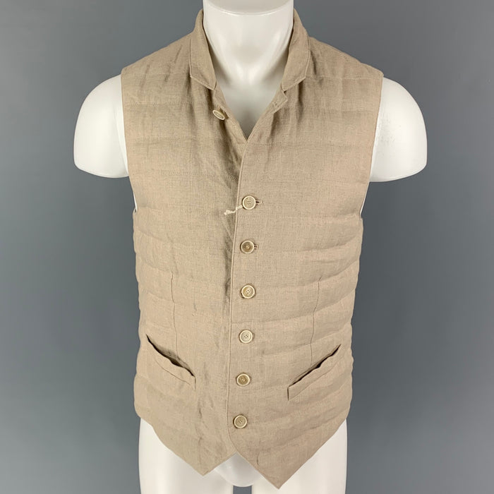 BRUNELLO CUCINELLI SS 20 Size M Beige Linen Quilted Vest