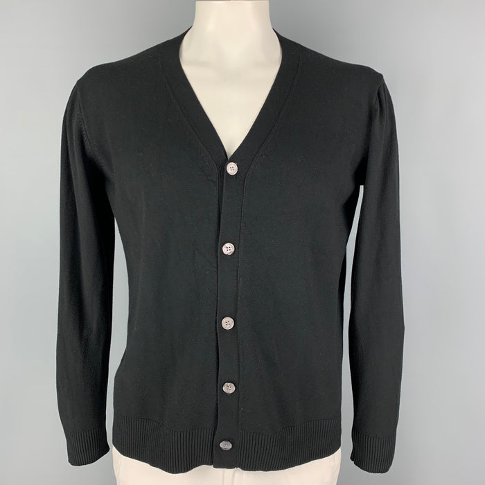 KITON Size XL Black Cashmere Silk V-Neck Cardigan