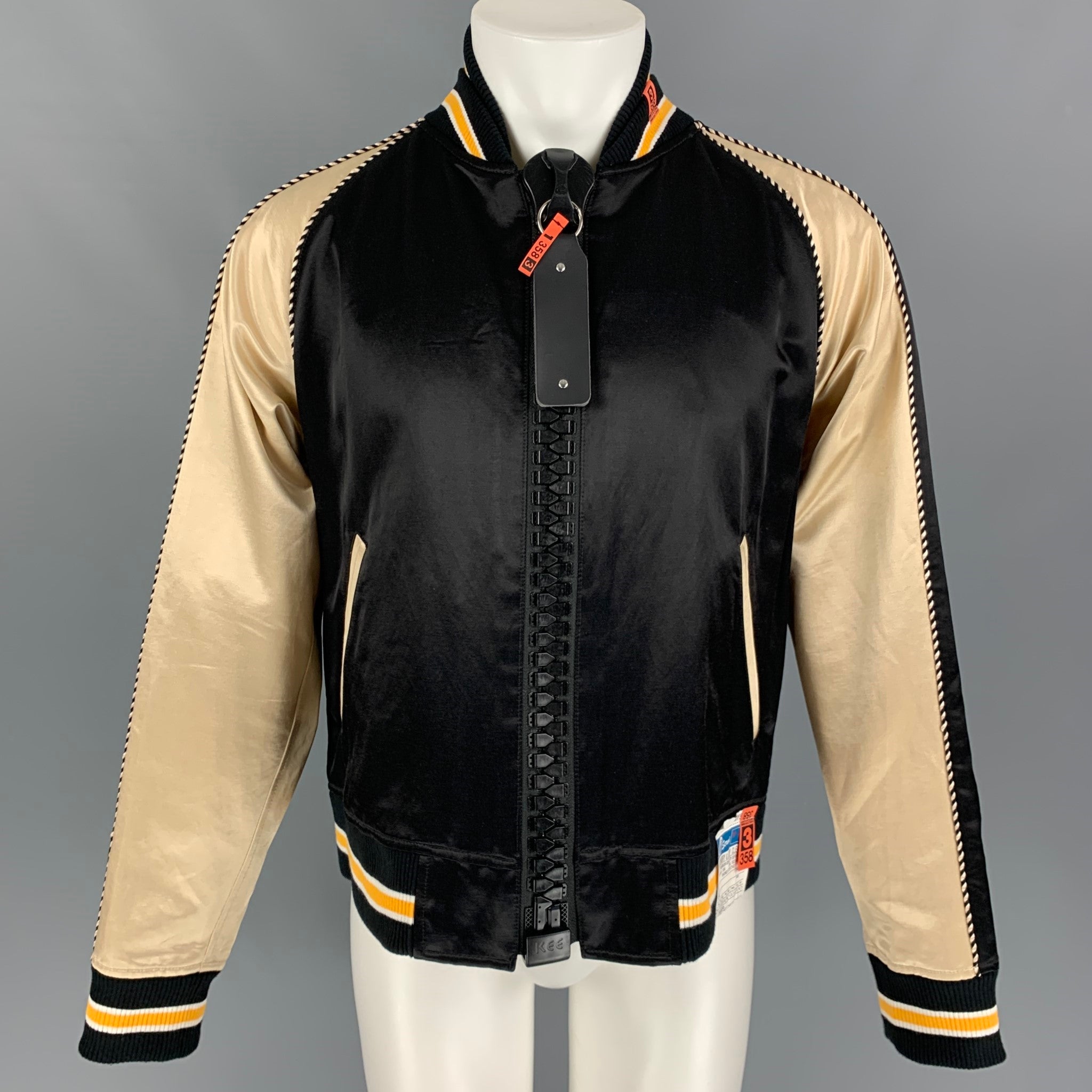 MAISON MIHARA YASUHIRO Size L Black Cream Two Toned Bomber