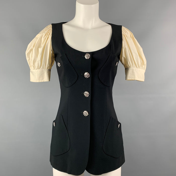 Vintage MOSCHINO COUTURE Size S Black & Cream Acetate Blend Jacket