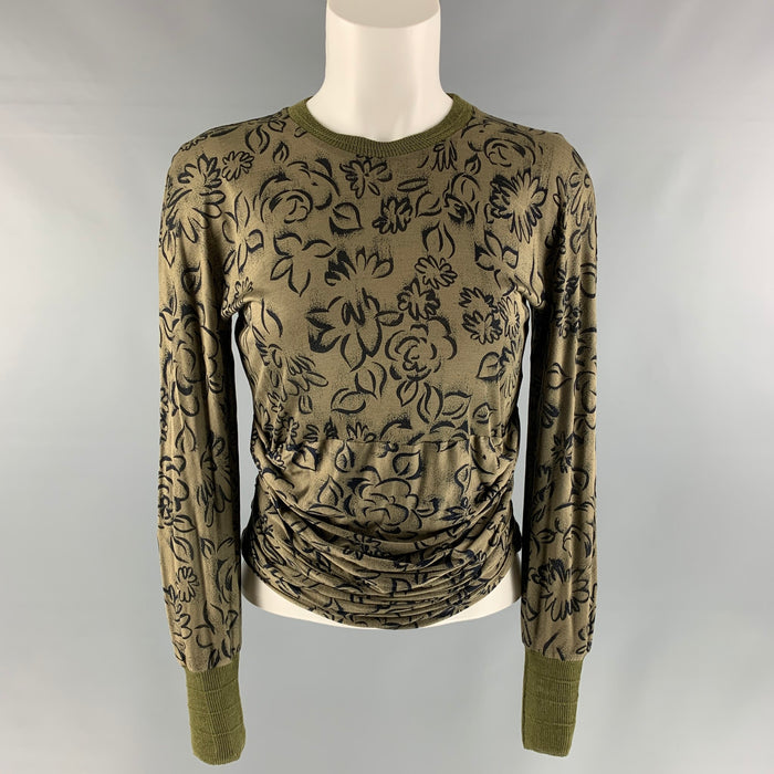 GIANNI VERSACE Size S Green and Black Viscose & Silk Abstract Pullover