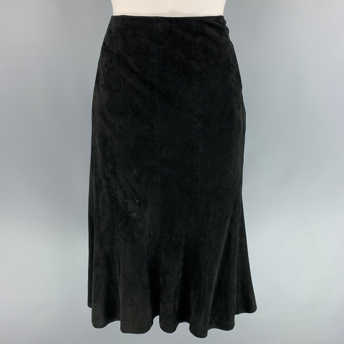 RALPH LAUREN Black Label Size 10 Black Suede Mid-Calf Tulip Skirt