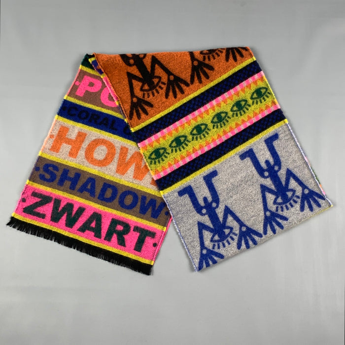 WALTER VAN BEIRENDONCK Multi-Color Print Wool Scarf