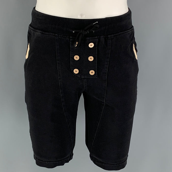 VERSACE Size L Black Cotton Spandex Drawstring Shorts