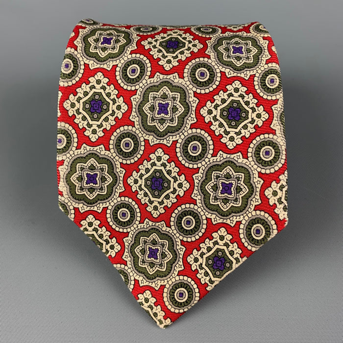POLO by RALPH LAUREN Red Cream Green Silk Tie