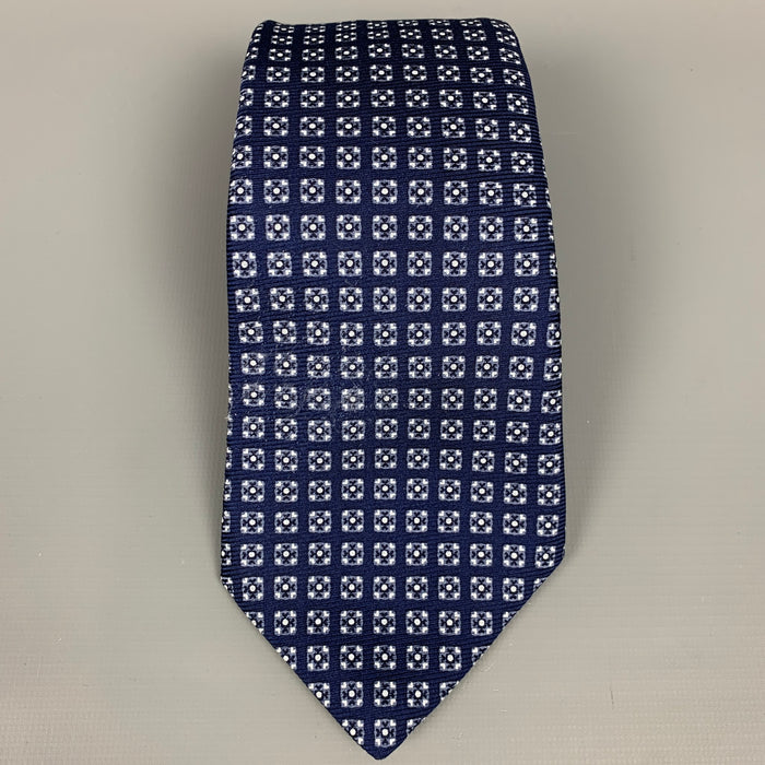 KITON Blue & Light Blue Square Print Tie