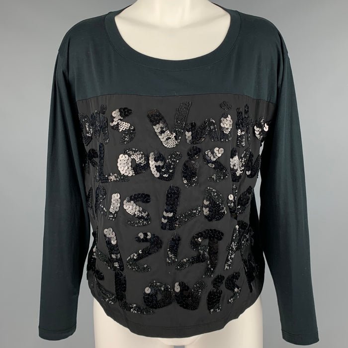 LOUIS VUITTON Talla XS Top de vestido de manga larga con lentejuelas negras