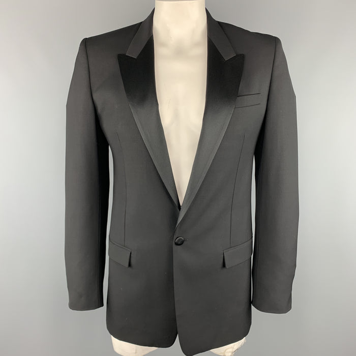 MARC JACOBS Size 40 Black Wool Peak Lapel Sport Coat Tuxedo Jacket