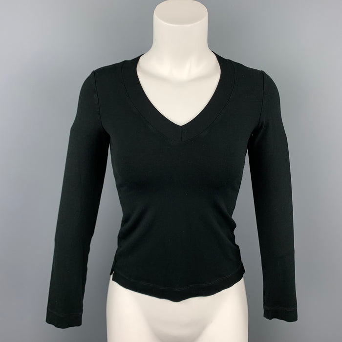 ARMANI COLLEZIONI Size 4 Black Polyamide V-Neck Pullover