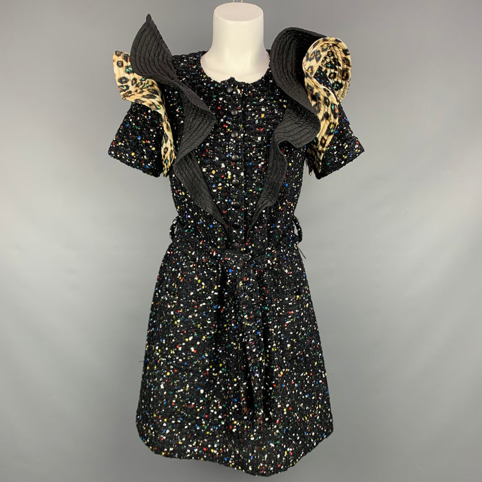 LOUIS VUITTON Fall 2019 Size 4 / FR 36 Multi-Color Wool Blend Sequined Cocktail Dress