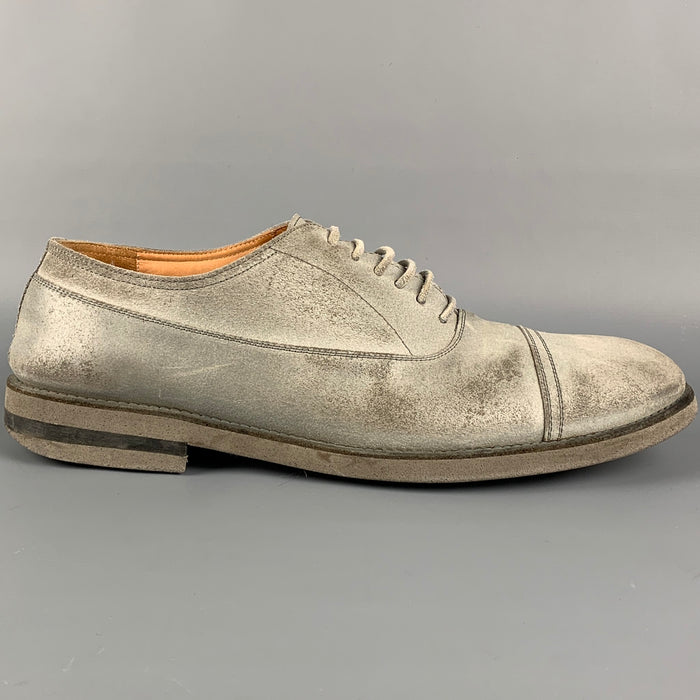 MAISON MARTIN MARGIELA Size 11 Gray Distressed Suede Cap Toe Lace Up Shoes