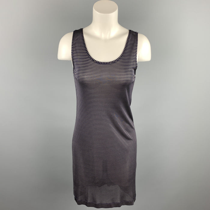 DRIES VAN NOTEN Size S Navy Stripe Jersey Viscose Tank Dress