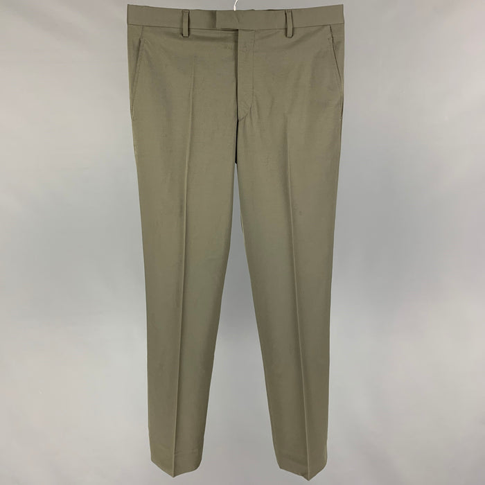 MIU MIU Size 32 Olive Wool Blend Zip Fly Dress Pants