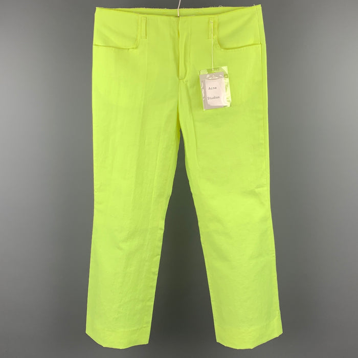 ACNE STUDIOS Size 34 Neon Yellow Linen / Polyester Zip Fly Casual Pants