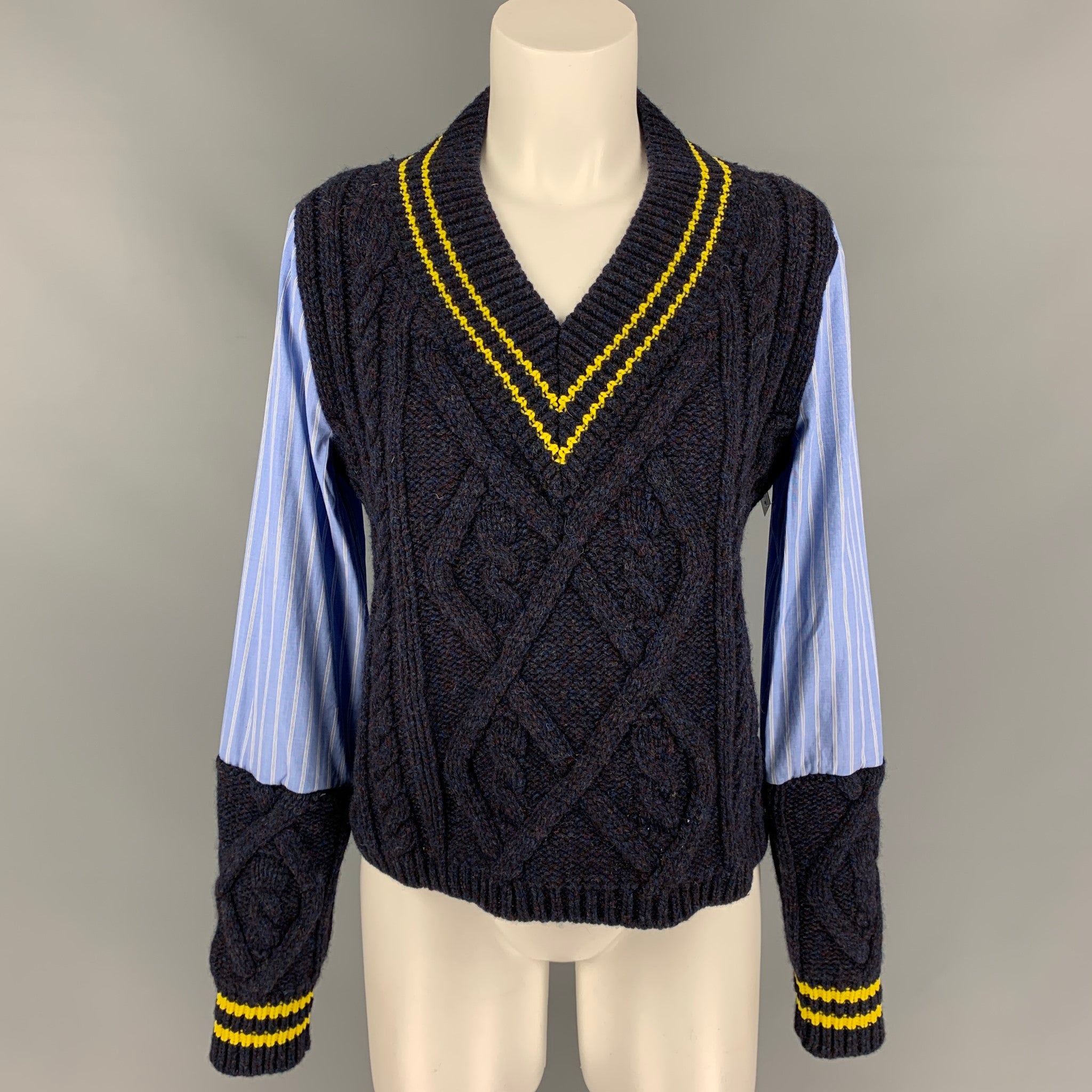 Maison Margiela Navy V-neck Knit Sweater