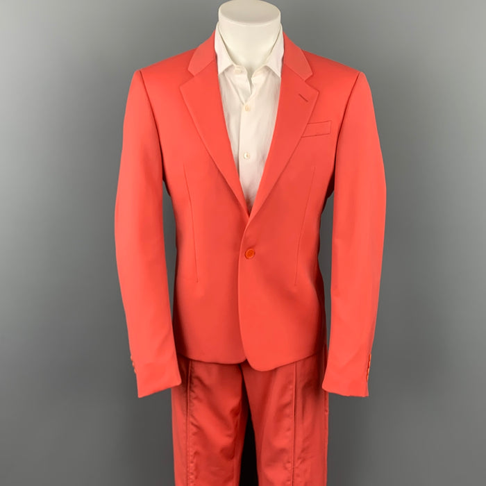 VERSUS by GIANNI VERSACE Size 40 Coral Virgin Wool Notch Lapel Suit