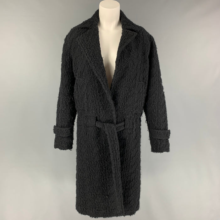 CoSTUME NATIONAL Size 2 Black Wool Polyamide Textured Notch Lapel Coat