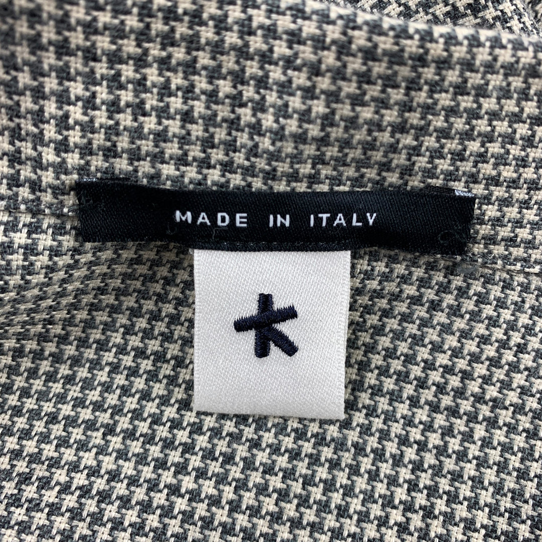 ADAM KIMMEL Size L Light Gray Houndstooth Wool / Linen Jacket