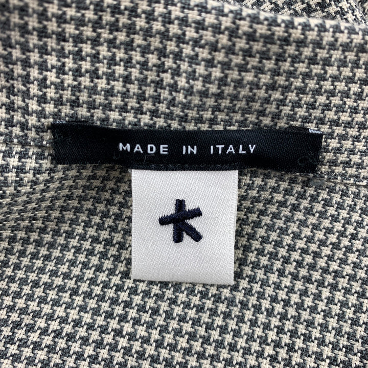 ADAM KIMMEL Size L Light Gray Houndstooth Wool / Linen Jacket