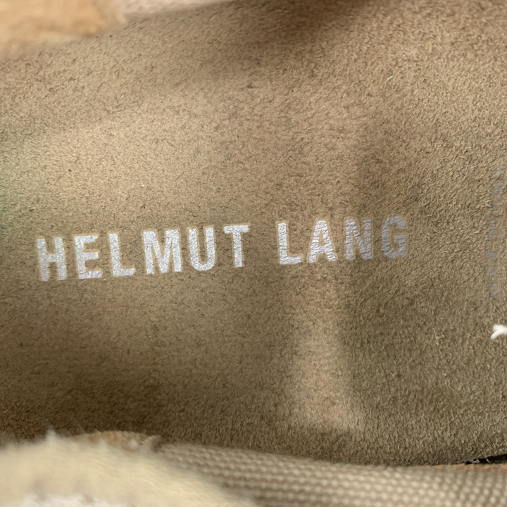 HELMUT LANG Size 11.5 Khaki Suede & Mesh Trainer Sneakers
