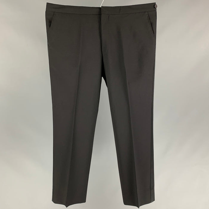 PAUL SMITH Talla 36 Pantalón de vestir de esmoquin de lana / mohair negro