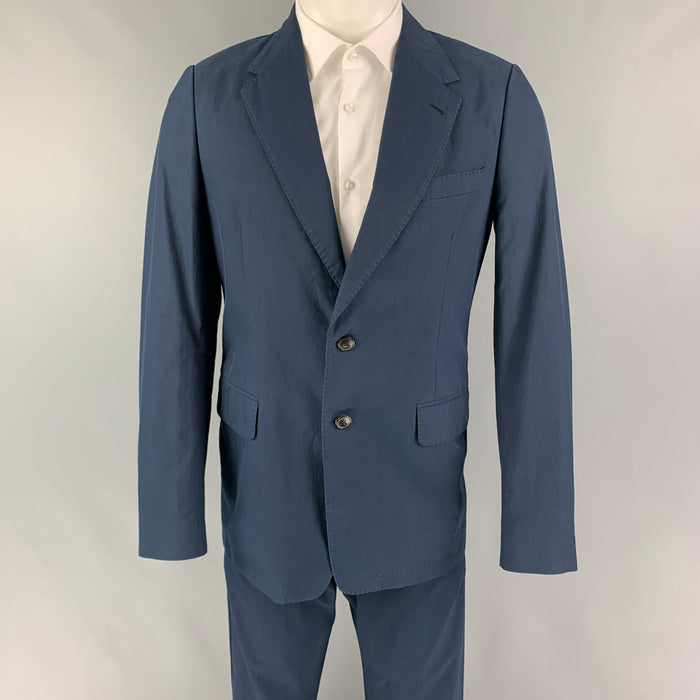 DRIES VAN NOTEN Size 38 Navy Cotton Single Breasted Suit
