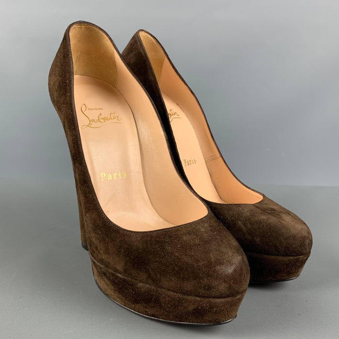 CHRISTIAN LOUBOUTIN Size 6 Brown Suede Platform Pumps