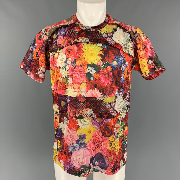 COMME des GARCONS HOMME PLUS Size L Multi-Color Floral Polyester Wool T-shirt